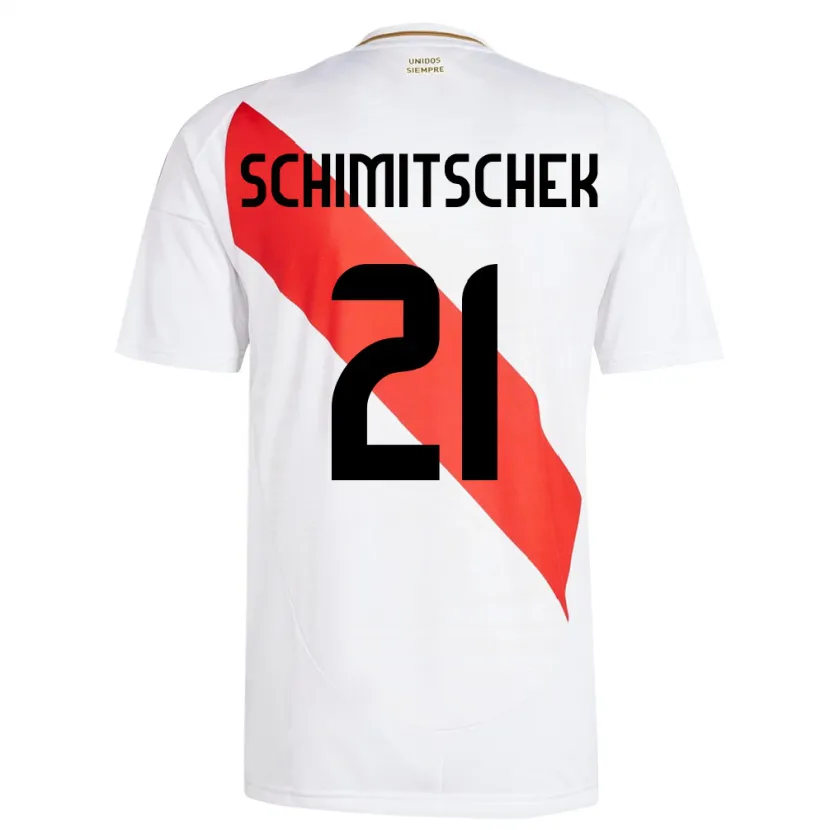 Danxen Uomo Maglia Perù Ian Schimitschek #21 Bianco Kit Gara Home 24-26 Maglietta