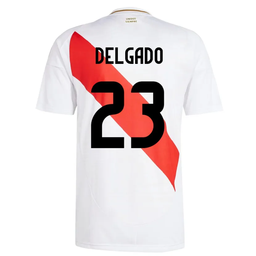 Danxen Uomo Maglia Perù Valentino Delgado #23 Bianco Kit Gara Home 24-26 Maglietta