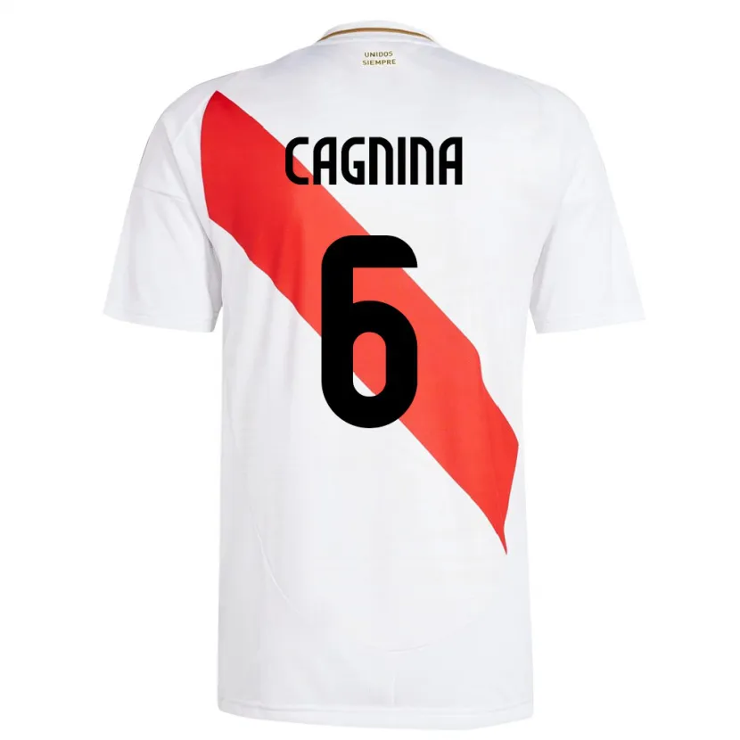 Danxen Uomo Maglia Perù Claudia Cagnina #6 Bianco Kit Gara Home 24-26 Maglietta