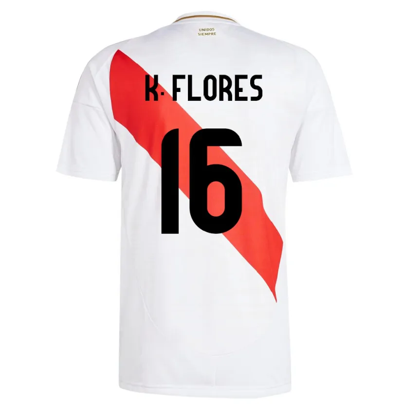 Danxen Uomo Maglia Perù Kimbherly Flores #16 Bianco Kit Gara Home 24-26 Maglietta