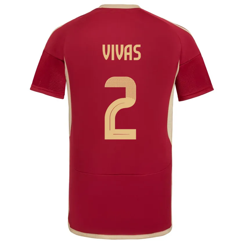 Danxen Uomo Maglia Venezuela Carlos Vivas #2 Borgogna Kit Gara Home 24-26 Maglietta