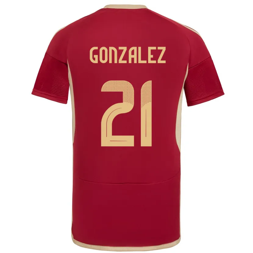 Danxen Uomo Maglia Venezuela Alexander González #21 Borgogna Kit Gara Home 24-26 Maglietta