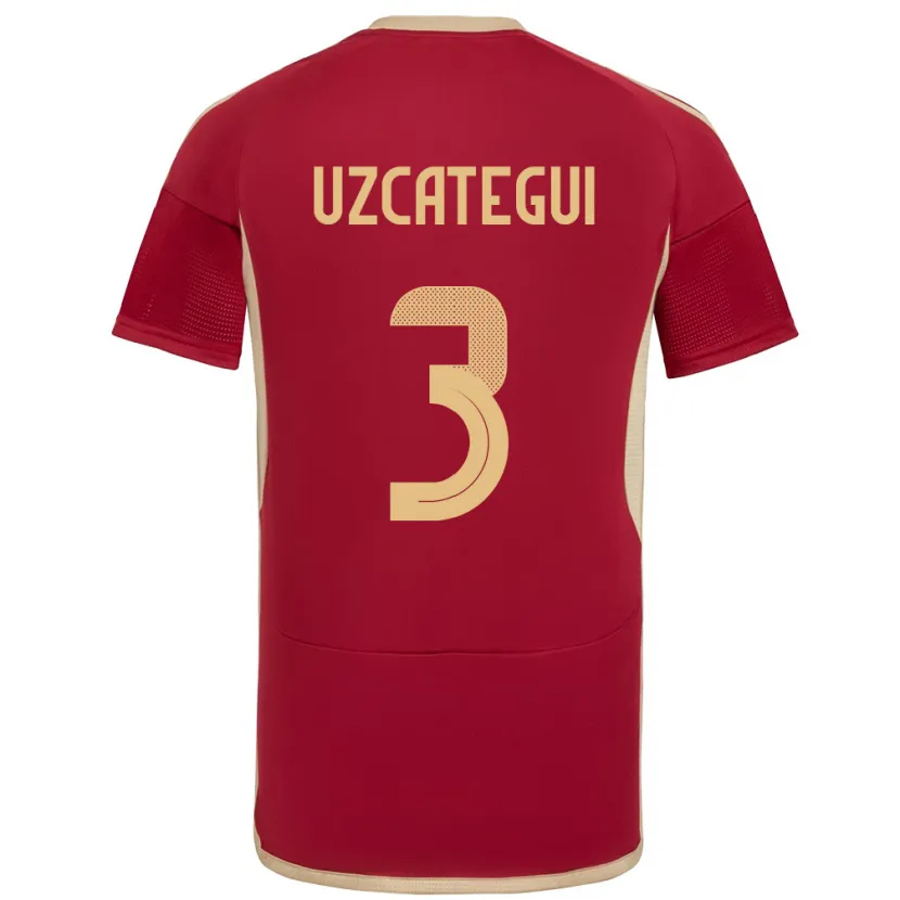 Danxen Uomo Maglia Venezuela Rafael Uzcátegui #3 Borgogna Kit Gara Home 24-26 Maglietta