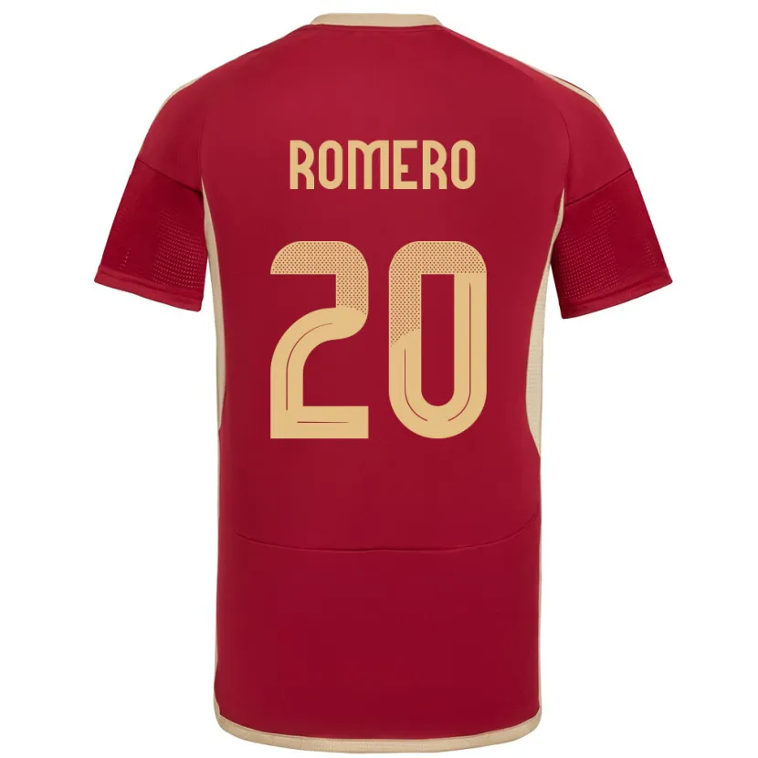 Danxen Uomo Maglia Venezuela Andrés Romero #20 Borgogna Kit Gara Home 24-26 Maglietta