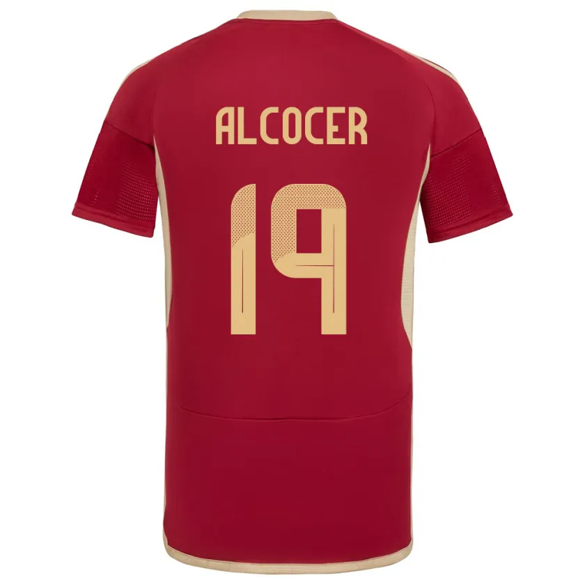 Danxen Uomo Maglia Venezuela Brayan Alcocer #19 Borgogna Kit Gara Home 24-26 Maglietta