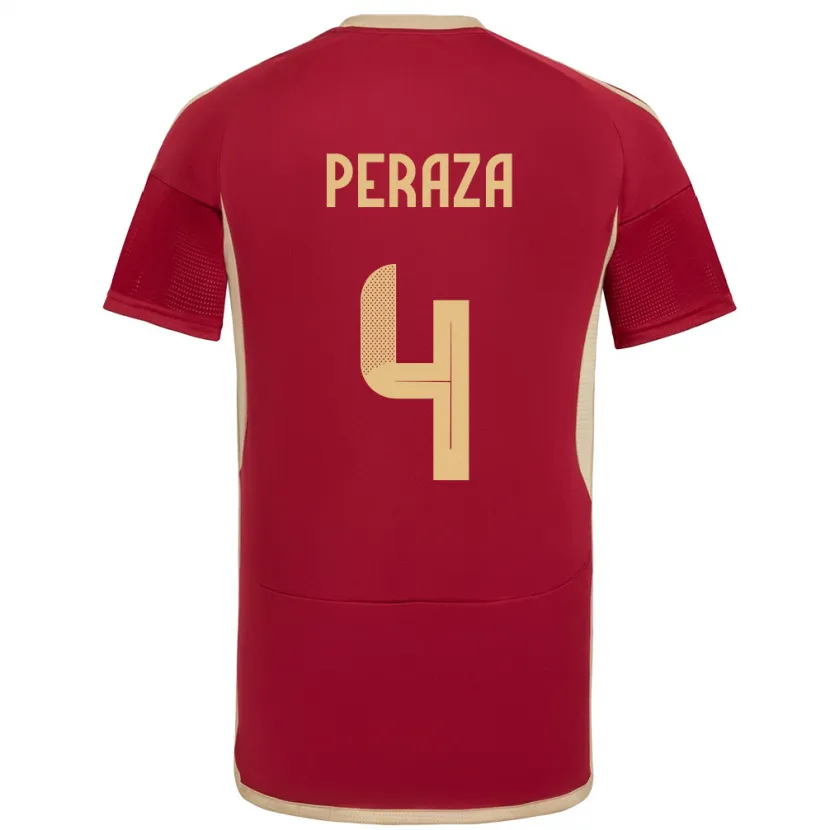 Danxen Uomo Maglia Venezuela María Peraza #4 Borgogna Kit Gara Home 24-26 Maglietta