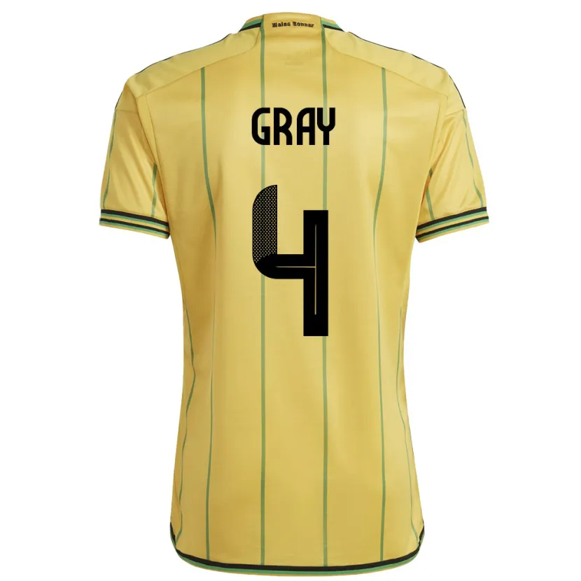 Danxen Uomo Maglia Giamaica Tayvon Gray #4 Giallo Kit Gara Home 24-26 Maglietta