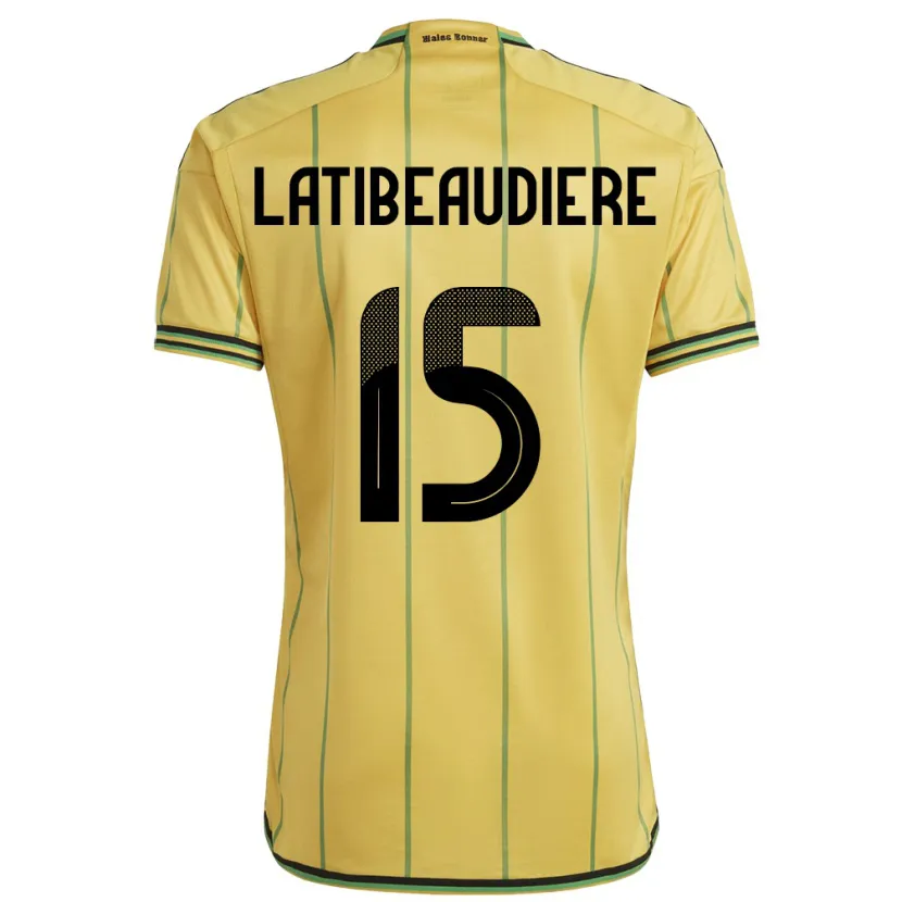 Danxen Uomo Maglia Giamaica Joel Latibeaudiere #15 Giallo Kit Gara Home 24-26 Maglietta