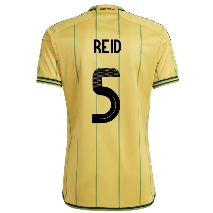 Danxen Uomo Maglia Giamaica Adrian Reid #5 Giallo Kit Gara Home 24-26 Maglietta