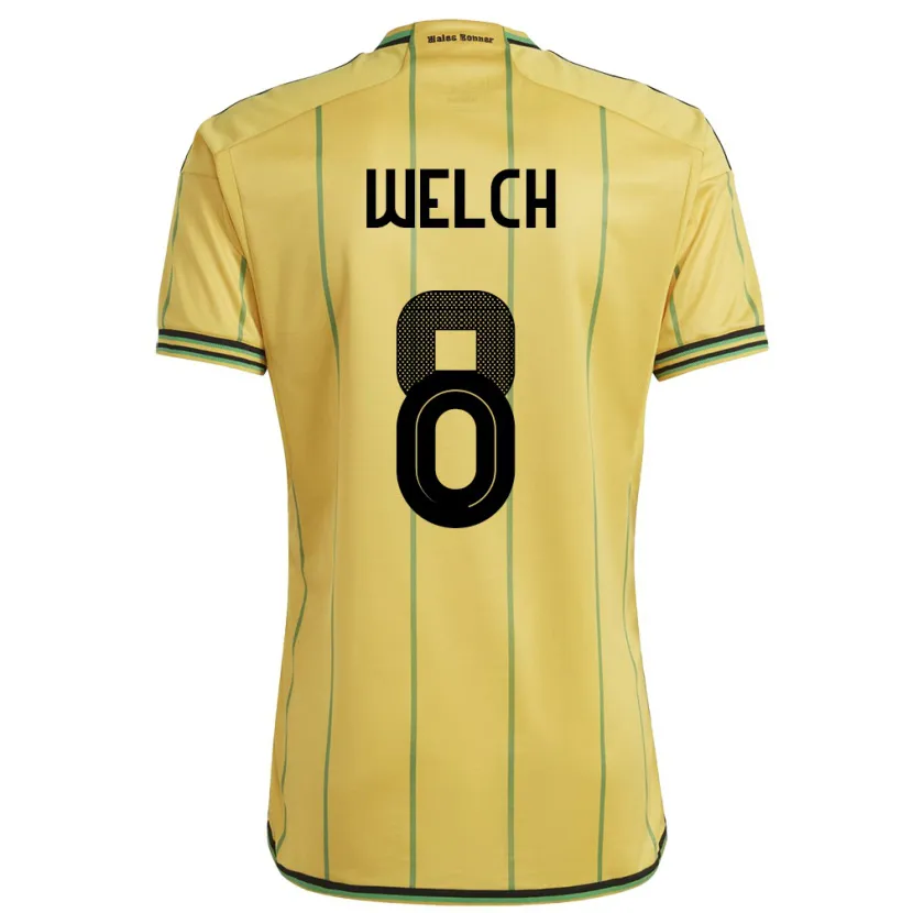 Danxen Uomo Maglia Giamaica Makai Welch #8 Giallo Kit Gara Home 24-26 Maglietta