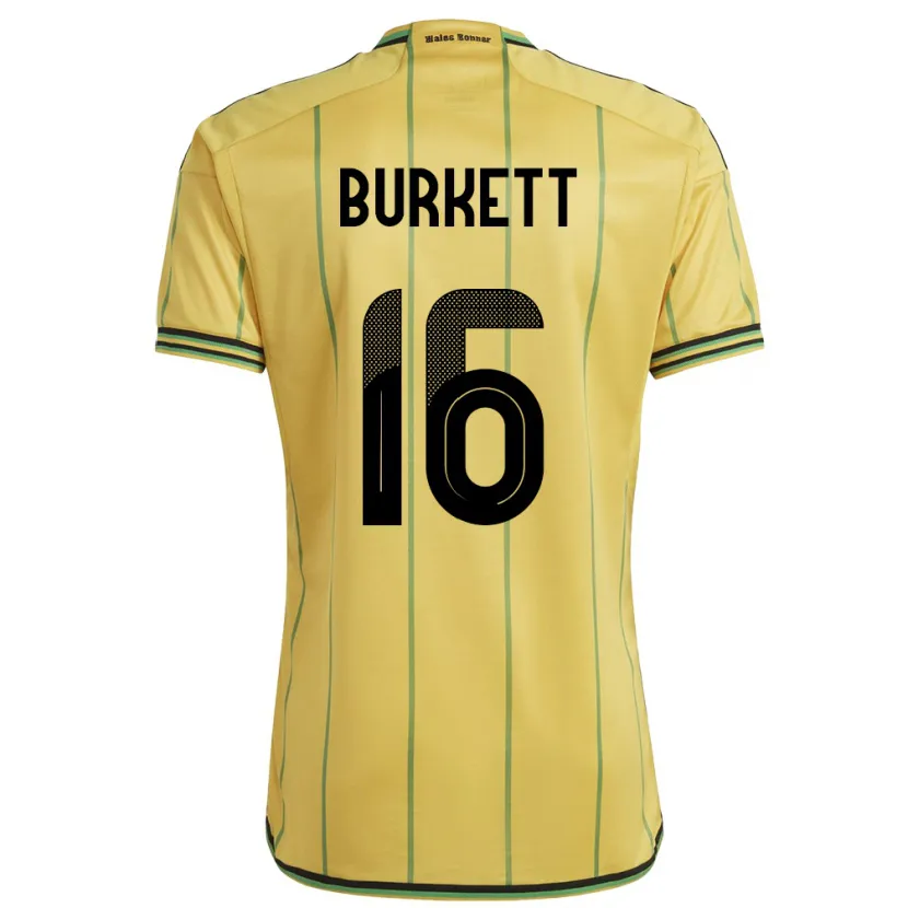 Danxen Uomo Maglia Giamaica Brian Burkett #16 Giallo Kit Gara Home 24-26 Maglietta
