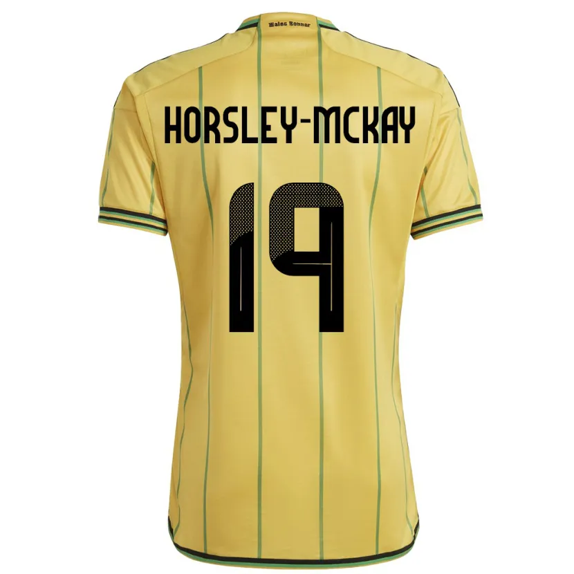 Danxen Uomo Maglia Giamaica Kyron Horsley-Mckay #19 Giallo Kit Gara Home 24-26 Maglietta