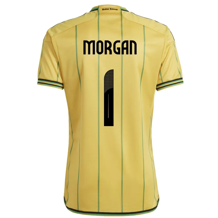 Danxen Uomo Maglia Giamaica Aliyah Morgan #1 Giallo Kit Gara Home 24-26 Maglietta