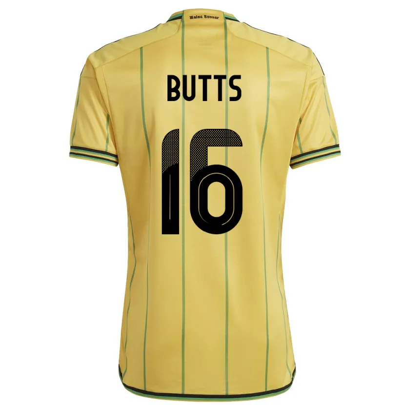 Danxen Uomo Maglia Giamaica Njeri Butts #16 Giallo Kit Gara Home 24-26 Maglietta