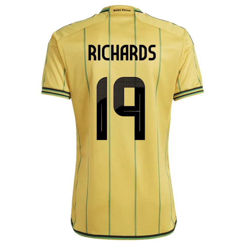 Danxen Uomo Maglia Giamaica Davia Richards #19 Giallo Kit Gara Home 24-26 Maglietta