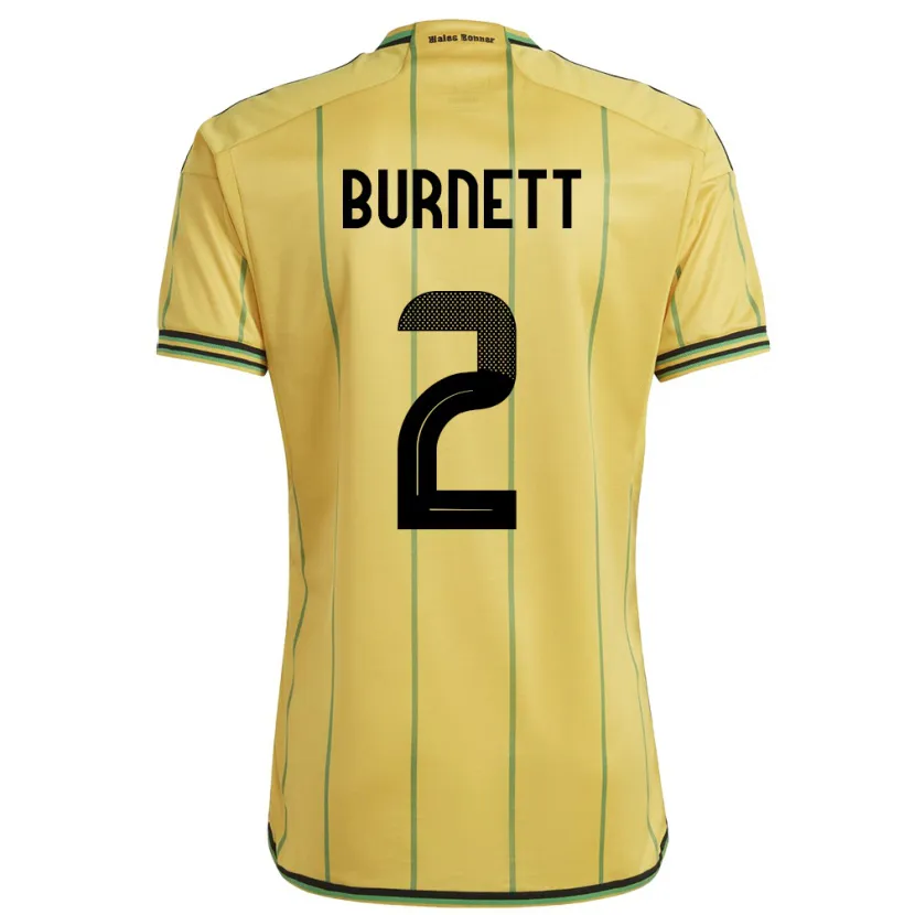 Danxen Uomo Maglia Giamaica Theanna Burnett #2 Giallo Kit Gara Home 24-26 Maglietta