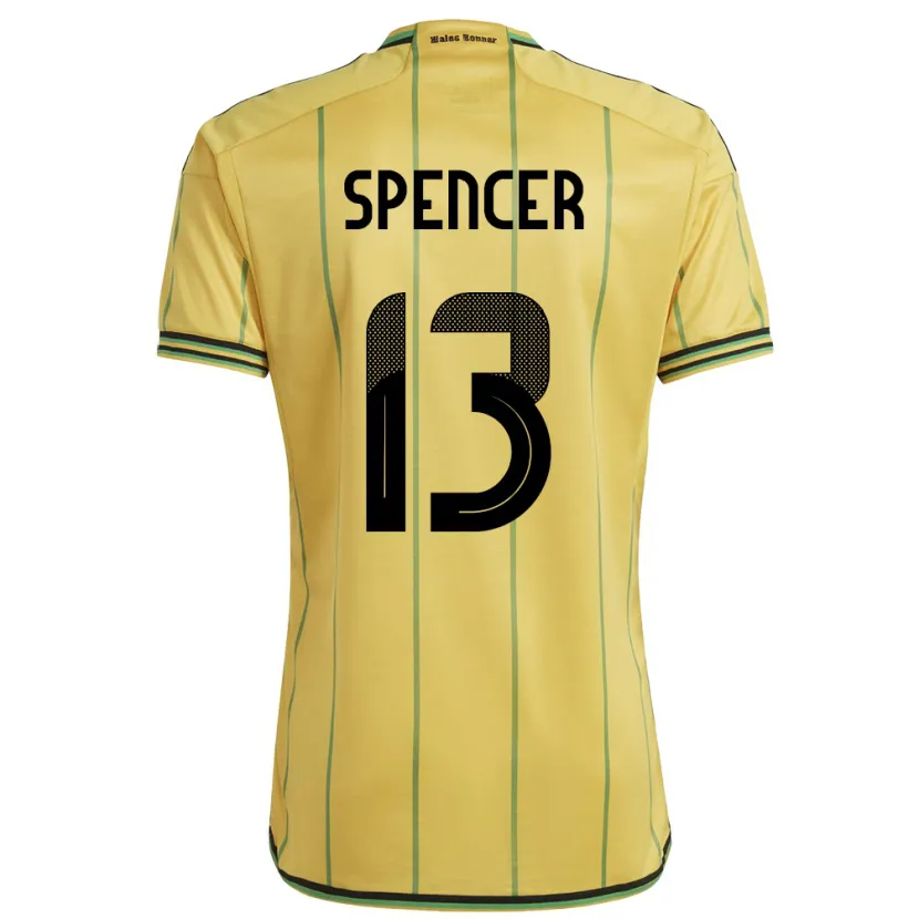 Danxen Uomo Maglia Giamaica Rebecca Spencer #13 Giallo Kit Gara Home 24-26 Maglietta