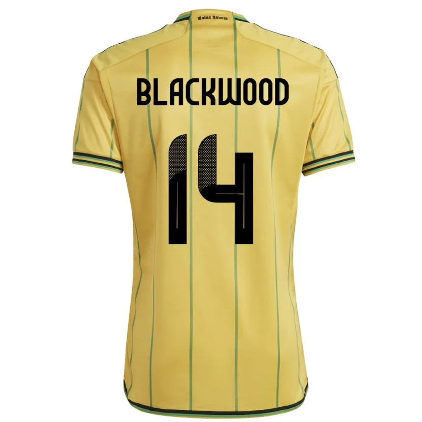 Danxen Uomo Maglia Giamaica Deneisha Blackwood #14 Giallo Kit Gara Home 24-26 Maglietta