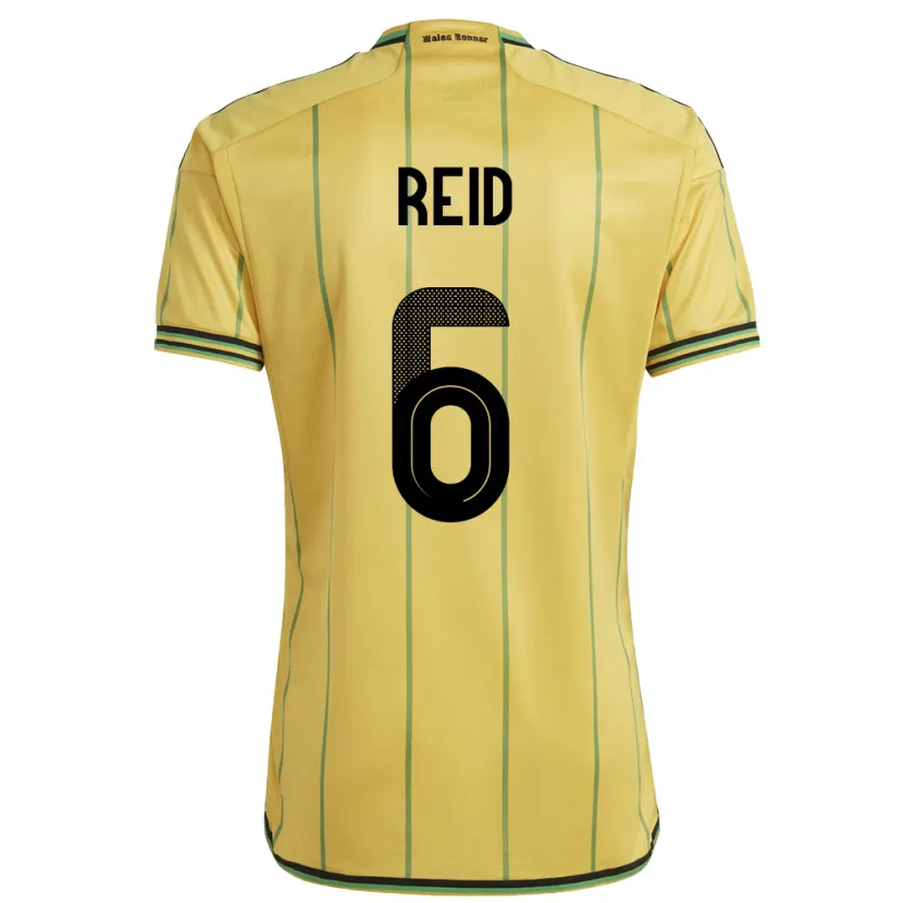 Danxen Uomo Maglia Giamaica Lauren Reid #6 Giallo Kit Gara Home 24-26 Maglietta