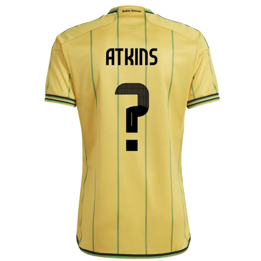 Danxen Uomo Maglia Giamaica Maliah Atkins #0 Giallo Kit Gara Home 24-26 Maglietta