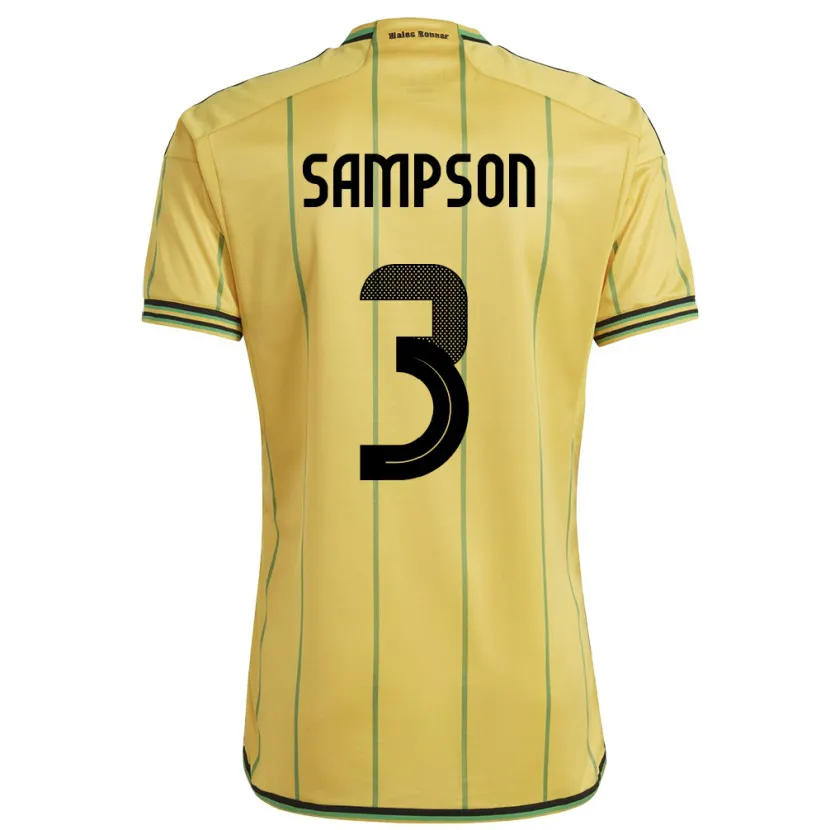 Danxen Uomo Maglia Giamaica Vyan Sampson #3 Giallo Kit Gara Home 24-26 Maglietta