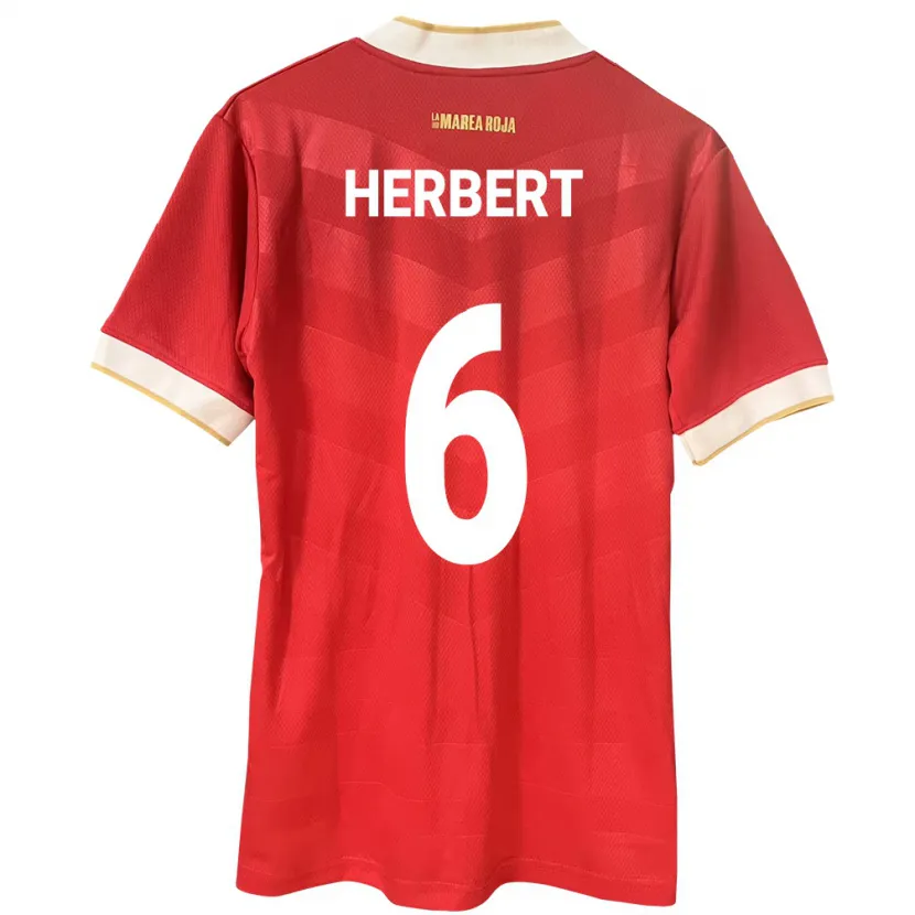 Danxen Uomo Maglia Panamá Giovany Herbert #6 Rosso Kit Gara Home 24-26 Maglietta