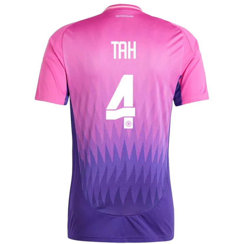 Danxen Uomo Maglia Germania Jonathan Tah #4 Rosa Viola Kit Gara Away 24-26 Maglietta