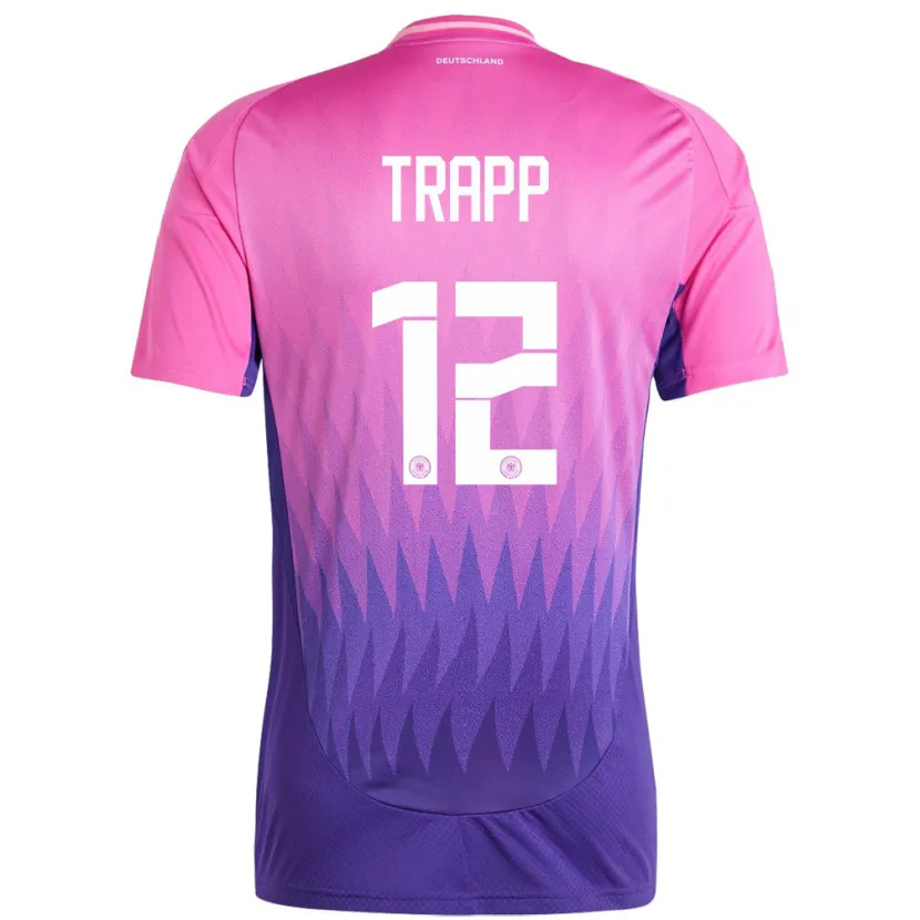 Danxen Uomo Maglia Germania Kevin Trapp #12 Rosa Viola Kit Gara Away 24-26 Maglietta