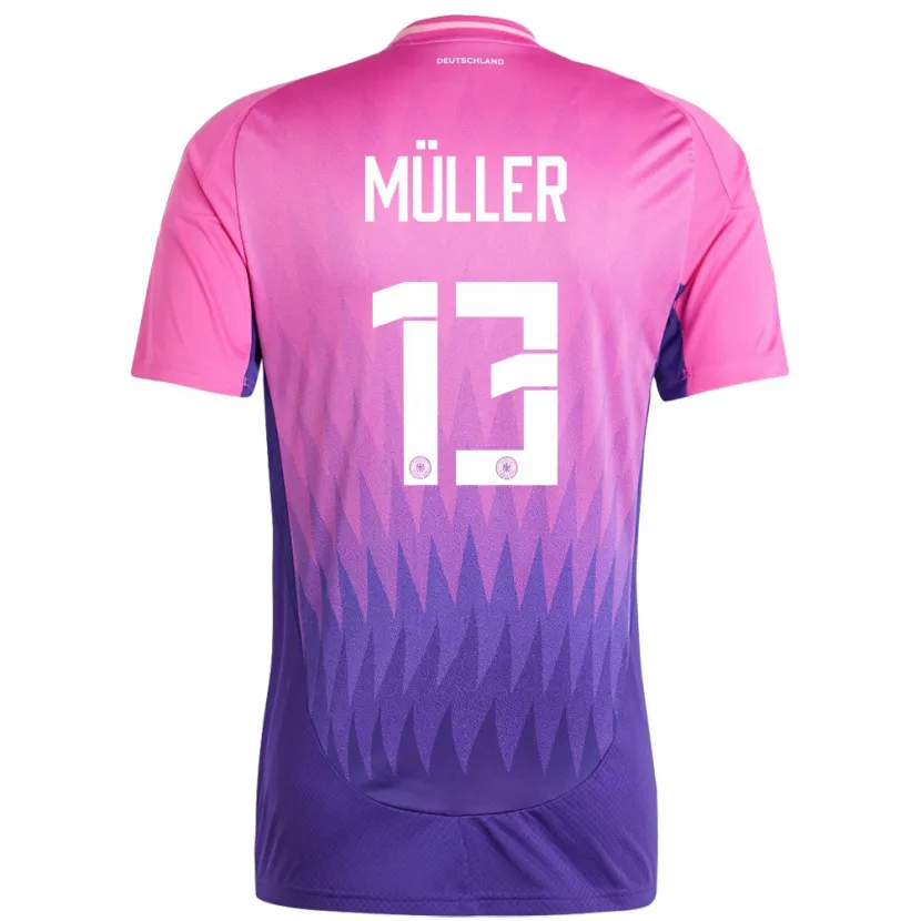 Danxen Uomo Maglia Germania Thomas Muller #13 Rosa Viola Kit Gara Away 24-26 Maglietta