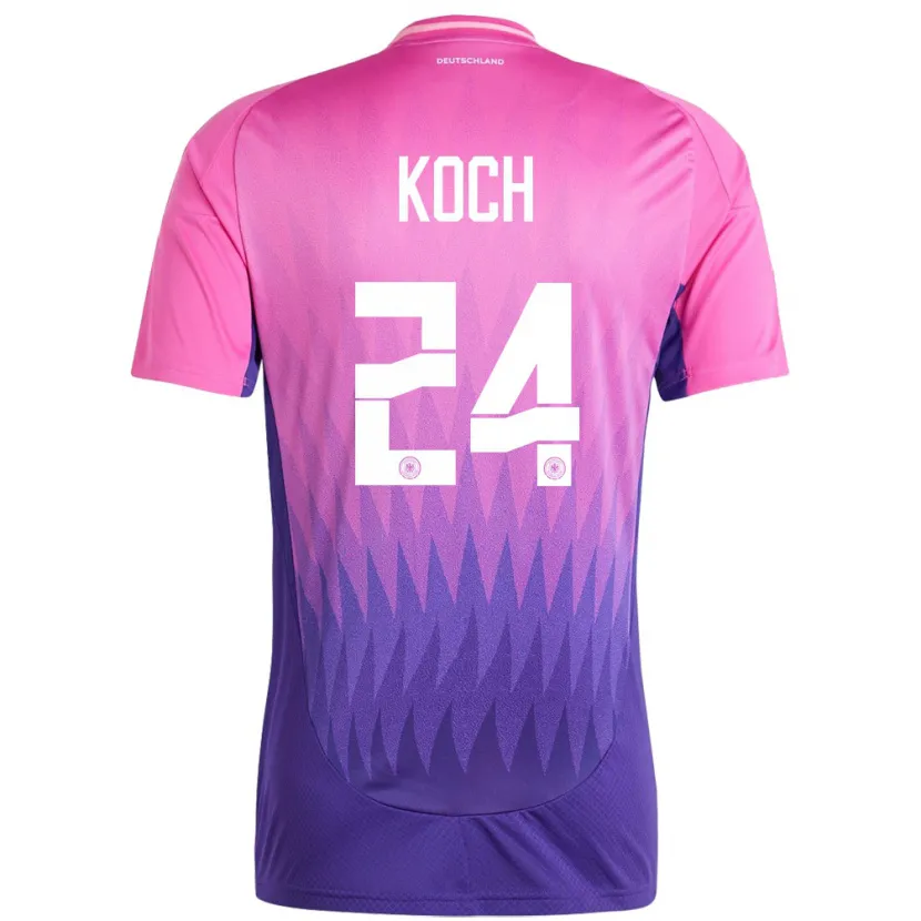 Danxen Uomo Maglia Germania Robin Koch #24 Rosa Viola Kit Gara Away 24-26 Maglietta