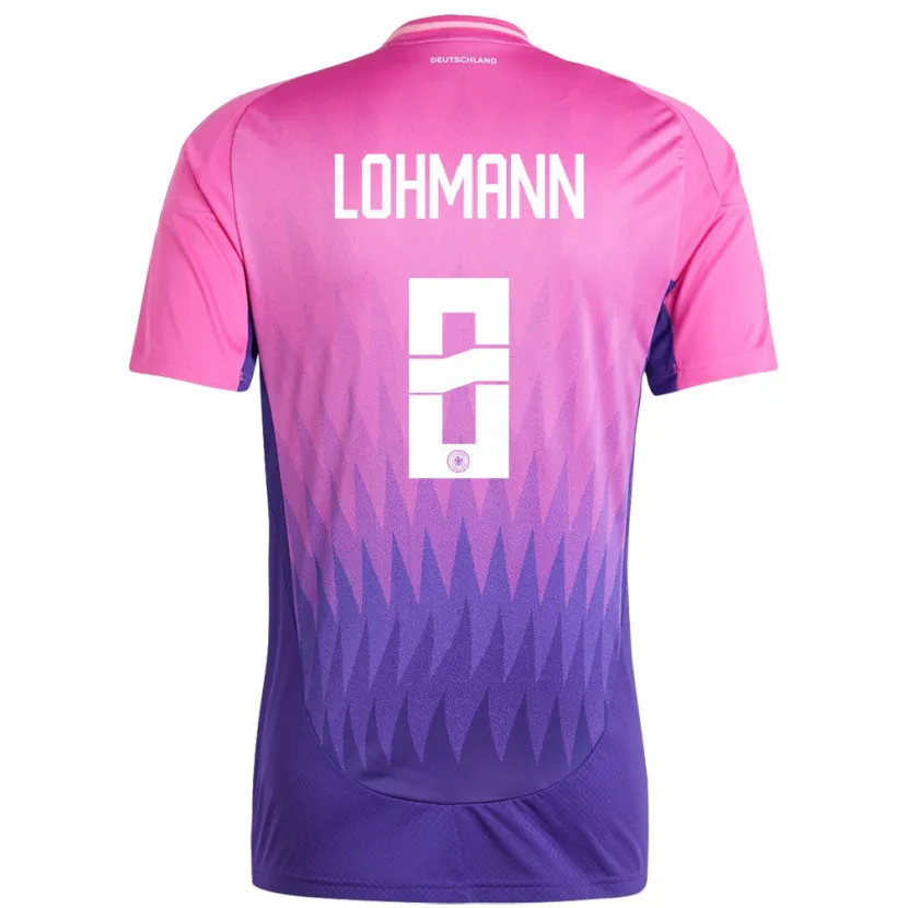 Danxen Uomo Maglia Germania Sydney Lohmann #8 Rosa Viola Kit Gara Away 24-26 Maglietta