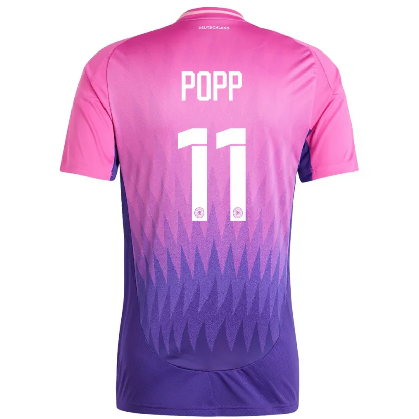 Danxen Uomo Maglia Germania Alexandra Popp #11 Rosa Viola Kit Gara Away 24-26 Maglietta