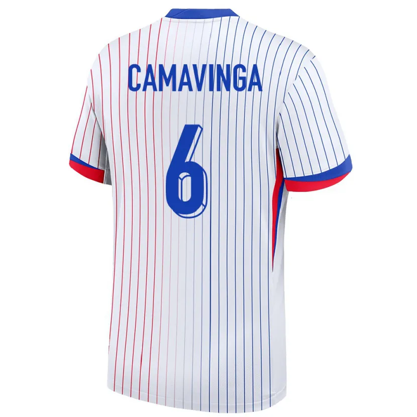 Danxen Uomo Maglia Francia Eduardo Camavinga #6 Bianco Kit Gara Away 24-26 Maglietta
