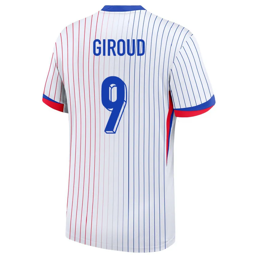 Danxen Uomo Maglia Francia Olivier Giroud #9 Bianco Kit Gara Away 24-26 Maglietta