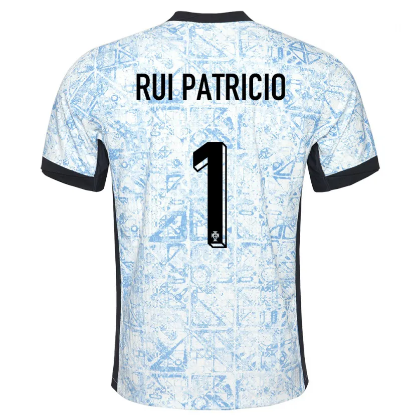 Danxen Uomo Maglia Portogallo Rui Patricio #1 Crema Blu Kit Gara Away 24-26 Maglietta