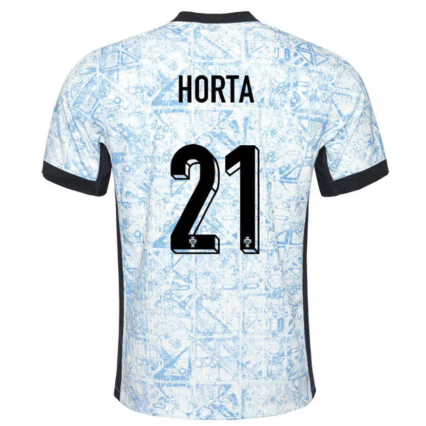 Danxen Uomo Maglia Portogallo Ricardo Horta #21 Crema Blu Kit Gara Away 24-26 Maglietta