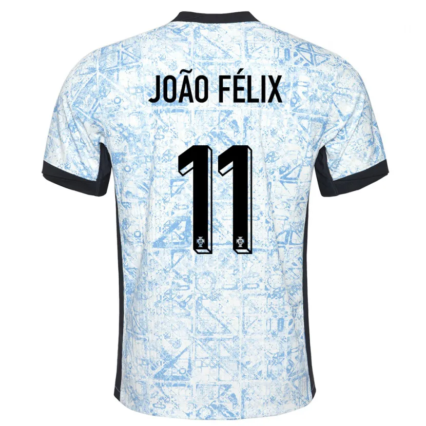 Danxen Uomo Maglia Portogallo Joao Felix #11 Crema Blu Kit Gara Away 24-26 Maglietta