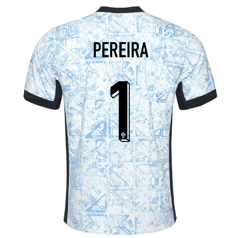 Danxen Uomo Maglia Portogallo Ines Pereira #1 Crema Blu Kit Gara Away 24-26 Maglietta