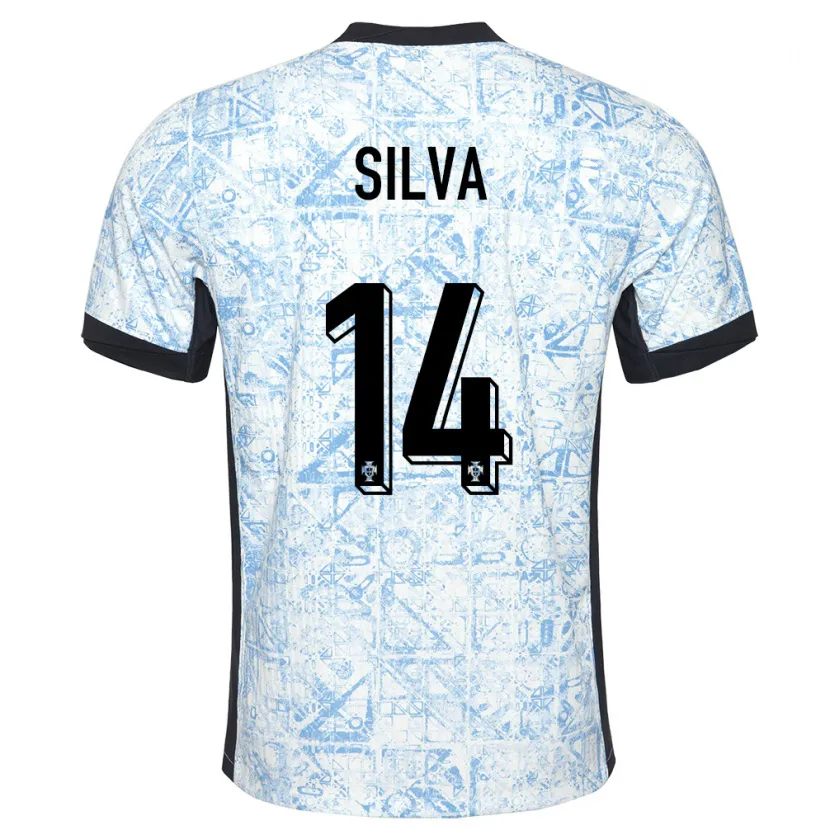 Danxen Uomo Maglia Portogallo Dolores Silva #14 Crema Blu Kit Gara Away 24-26 Maglietta