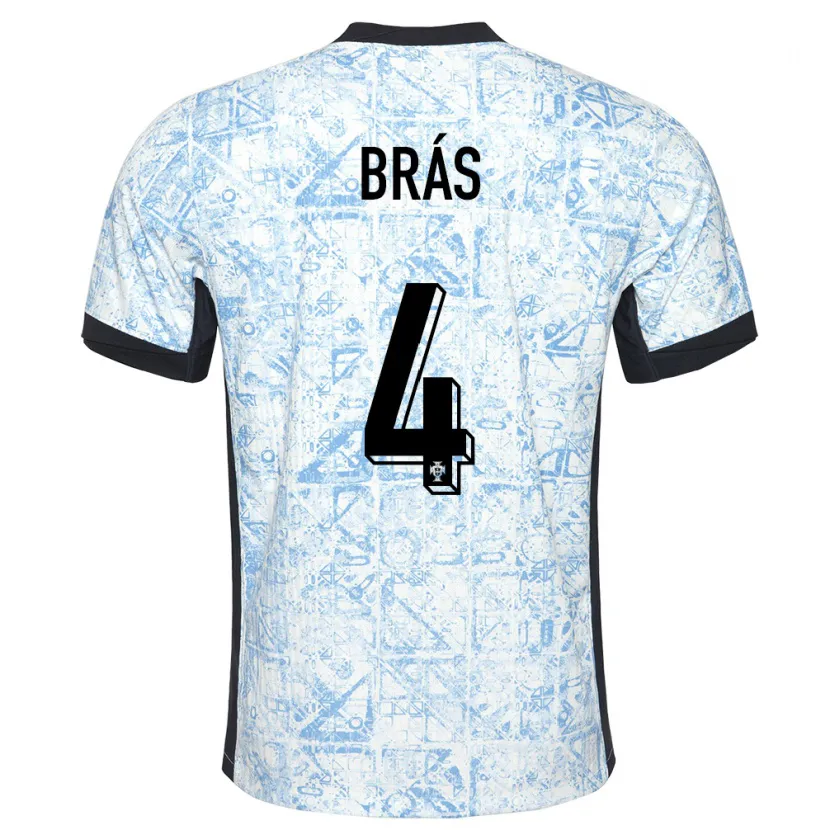 Danxen Uomo Maglia Portogallo Gabi Bras #4 Crema Blu Kit Gara Away 24-26 Maglietta