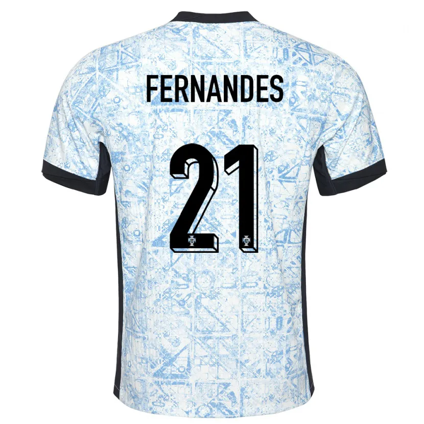 Danxen Uomo Maglia Portogallo Mateus Fernandes #21 Crema Blu Kit Gara Away 24-26 Maglietta