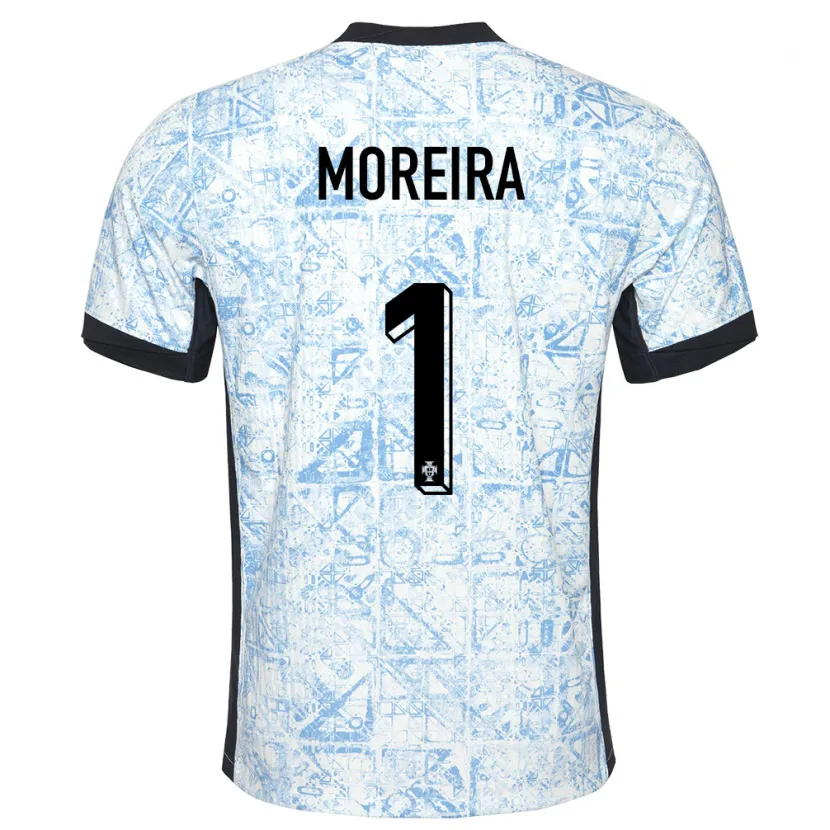 Danxen Uomo Maglia Portogallo Andre Moreira #1 Crema Blu Kit Gara Away 24-26 Maglietta