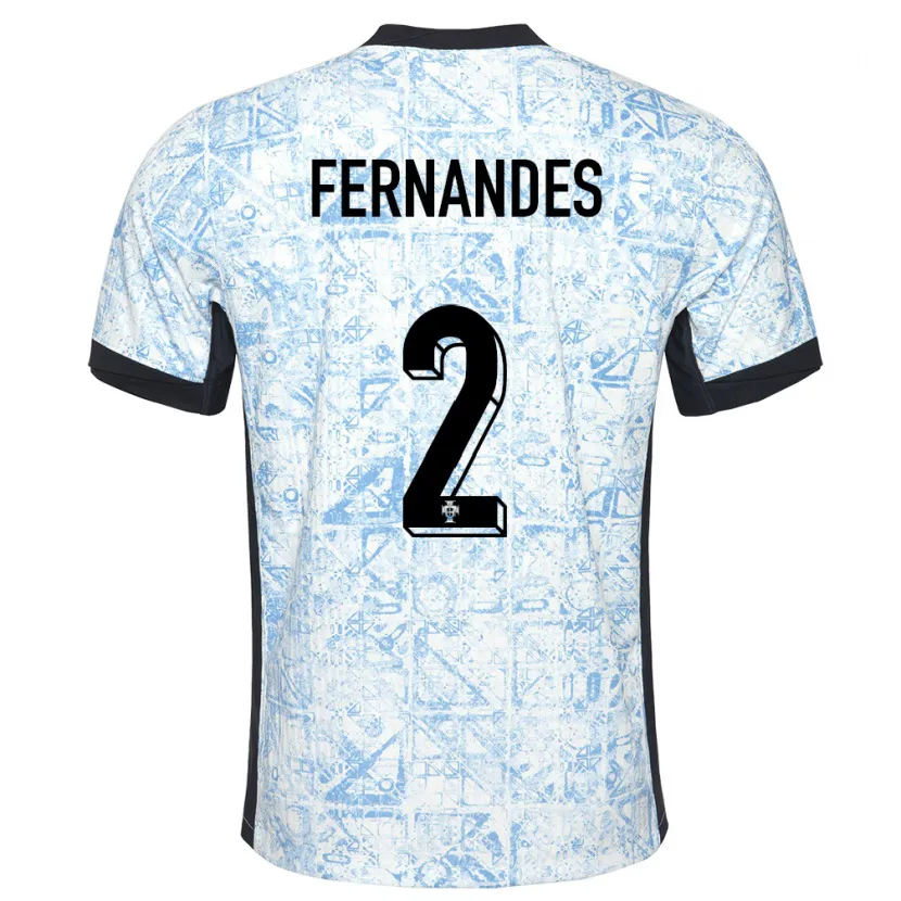 Danxen Uomo Maglia Portogallo Martim Fernandes #2 Crema Blu Kit Gara Away 24-26 Maglietta