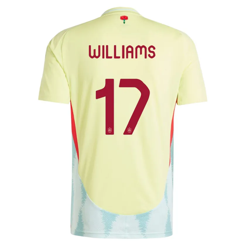 Danxen Uomo Maglia Spagna Nico Williams #17 Giallo Kit Gara Away 24-26 Maglietta