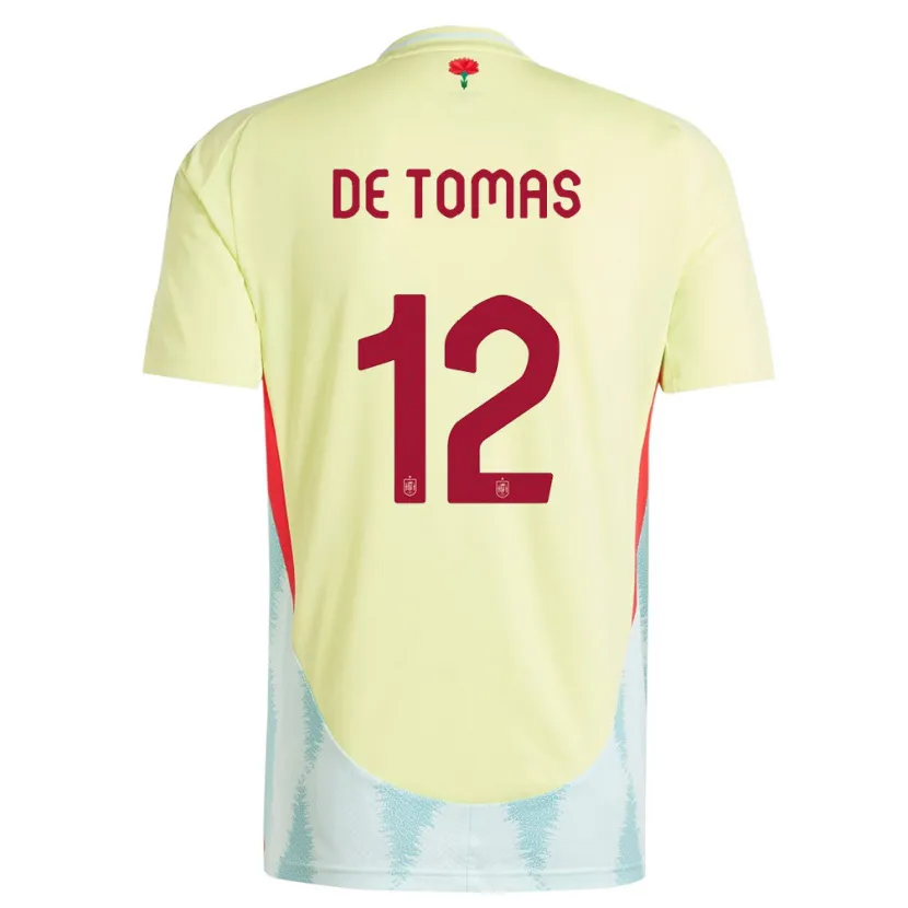 Danxen Uomo Maglia Spagna Raul De Tomas #12 Giallo Kit Gara Away 24-26 Maglietta