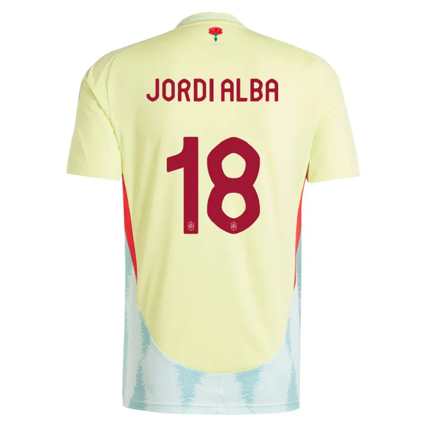Danxen Uomo Maglia Spagna Jordi Alba #18 Giallo Kit Gara Away 24-26 Maglietta