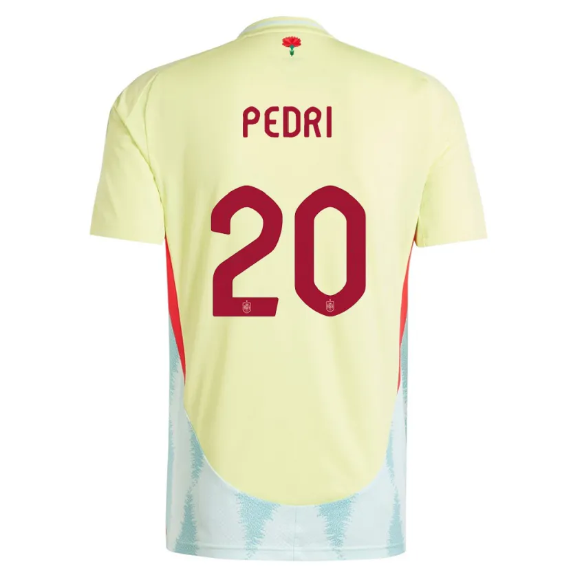 Danxen Uomo Maglia Spagna Pedri #20 Giallo Kit Gara Away 24-26 Maglietta
