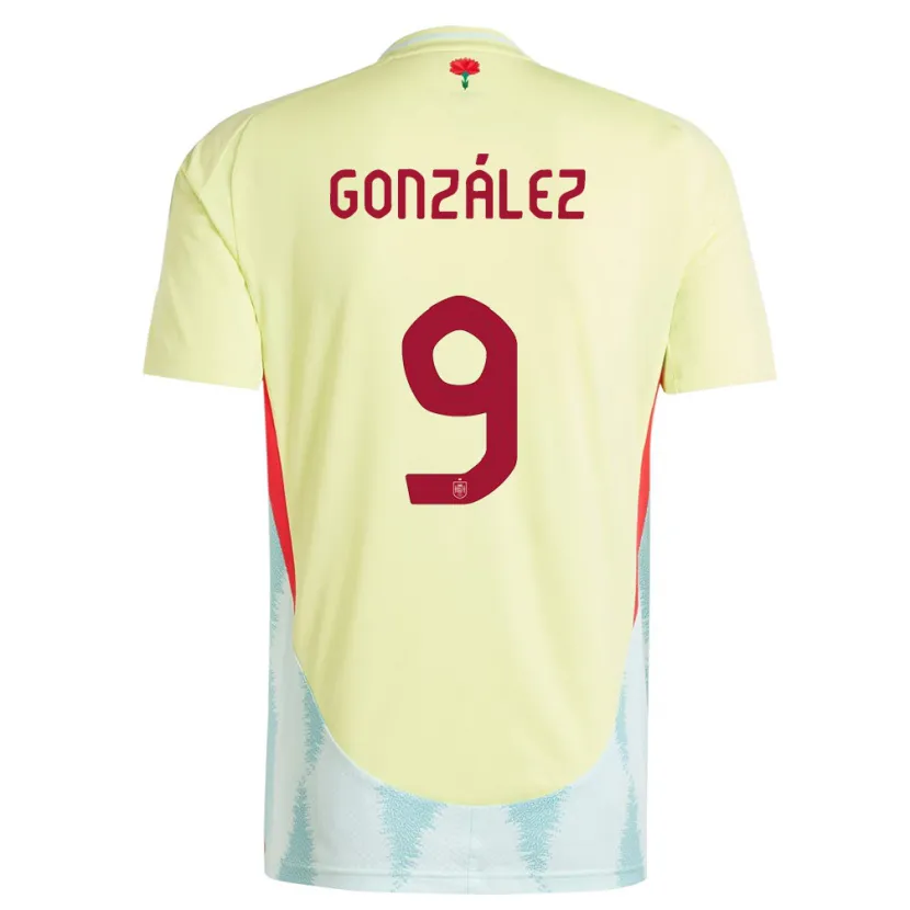 Danxen Uomo Maglia Spagna Esther Gonzalez #9 Giallo Kit Gara Away 24-26 Maglietta
