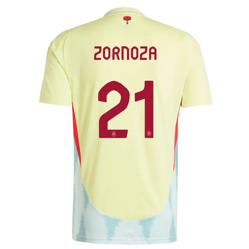Danxen Uomo Maglia Spagna Claudia Zornoza #21 Giallo Kit Gara Away 24-26 Maglietta
