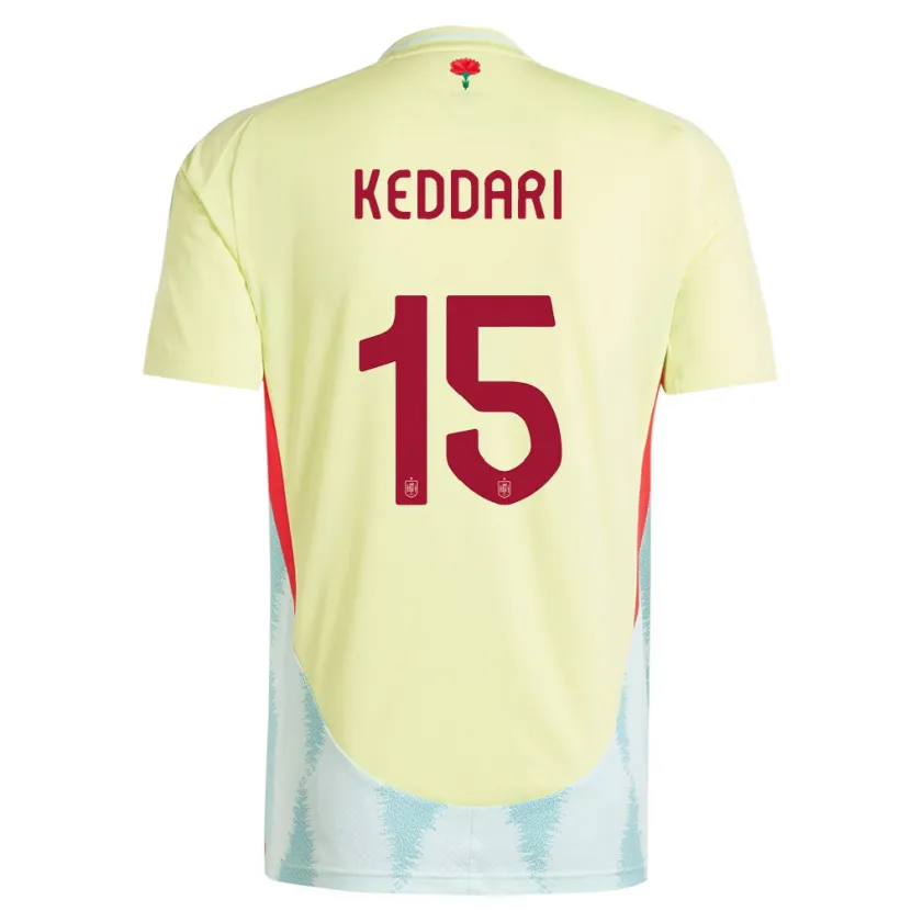 Danxen Uomo Maglia Spagna Wassim Keddari #15 Giallo Kit Gara Away 24-26 Maglietta